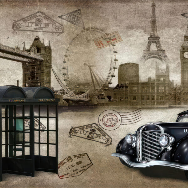 3D Duvar Kağıdı Klasik Araba