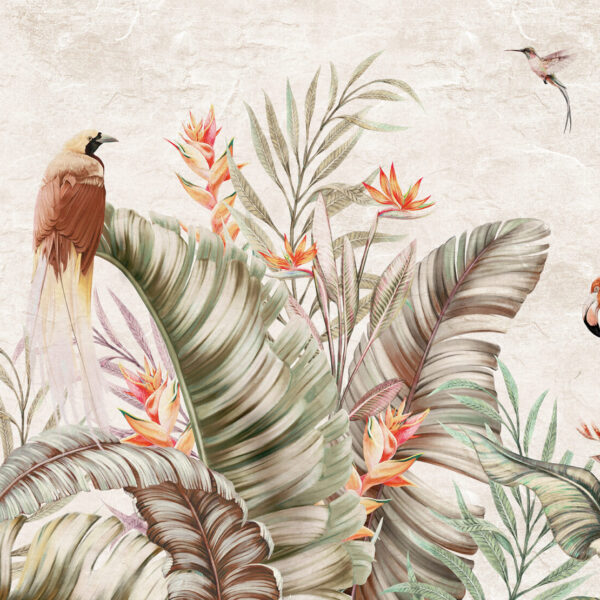 Duvar Kağıdı 3D Flamingo Desenli