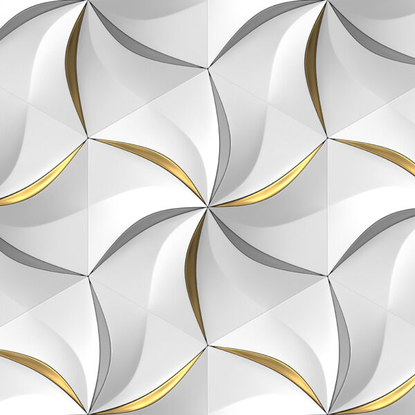 3D Duvar Kağıdı Beyaz ve Gold Desenli Geometrik