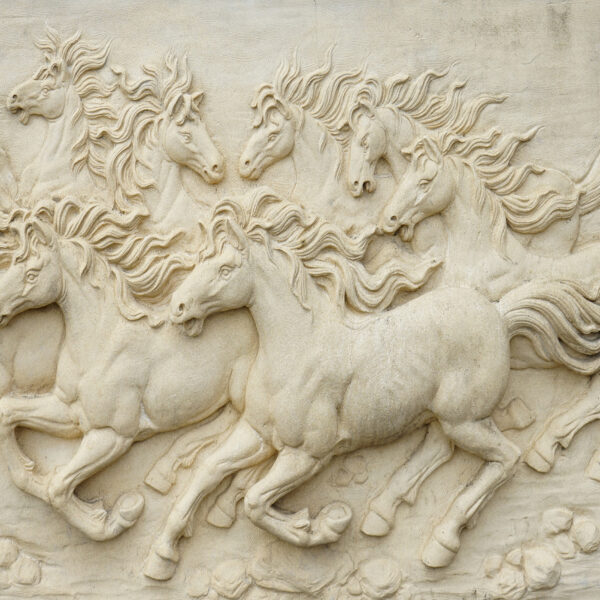 3D Duvar Kağıdı Rölyef Atlar Heykeli