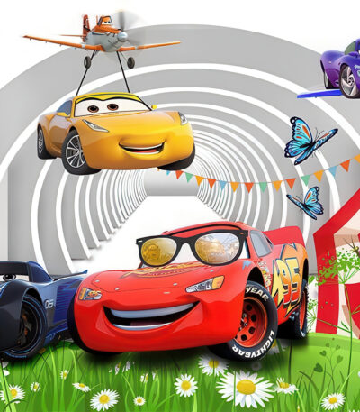 3D Duvar Kağıdı Araba Şimşek Mcqueen