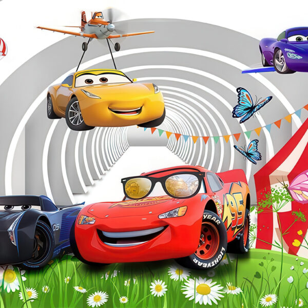 3D Duvar Kağıdı Araba Şimşek Mcqueen