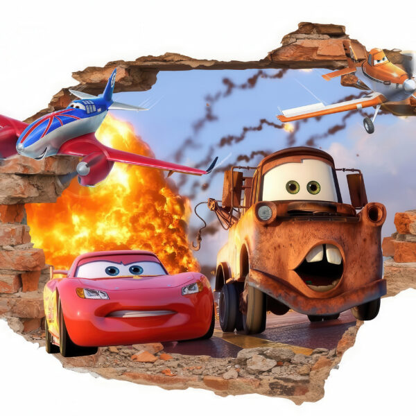 3D Duvar Kağıdı Şimşek Mcqueen Araba Posteri