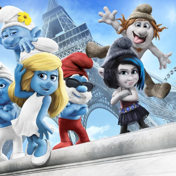 3D Duvar Kağıdı Şirinler Paris Posteri