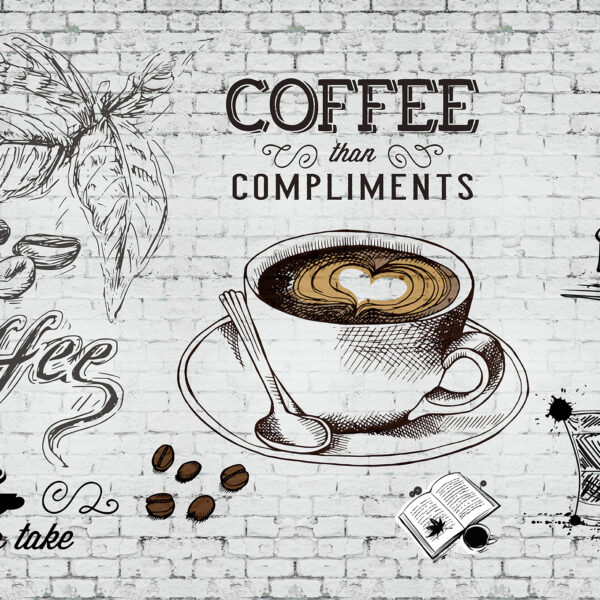 3D Duvar Kağıdı Kafe Konseptli