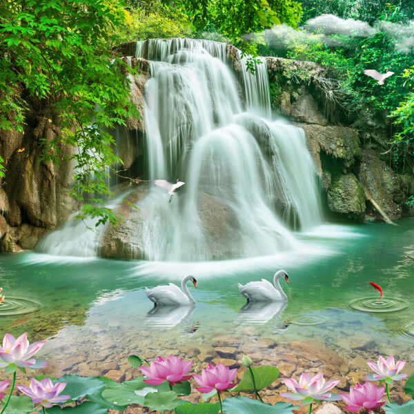 3D Duvar Kağıdı Şelale Desenli