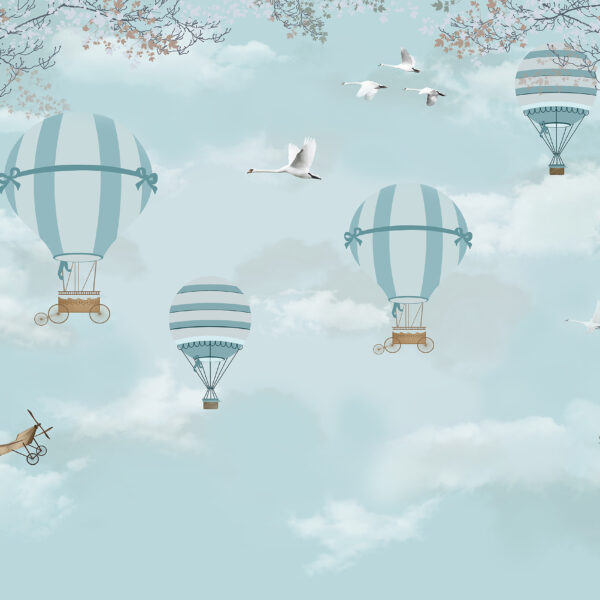 3D Duvar Kağıdı Mavi Balonlar