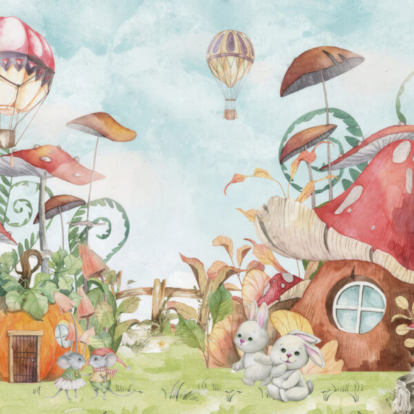 3D Duvar Kağıdı Mantar Evler